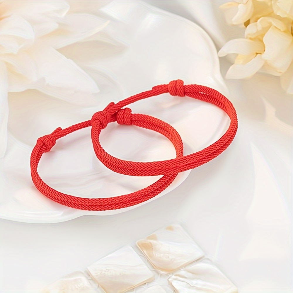 2pcs Adjustable Lucky Red Rope Couples Bracelets, Friendship Gift
